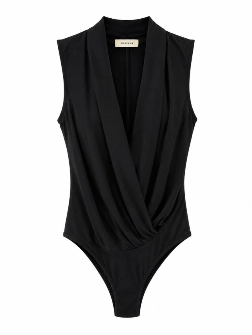 🦋 2/30 Chelsea Black Sleeveless Wrap Front Bodysuit Size Small